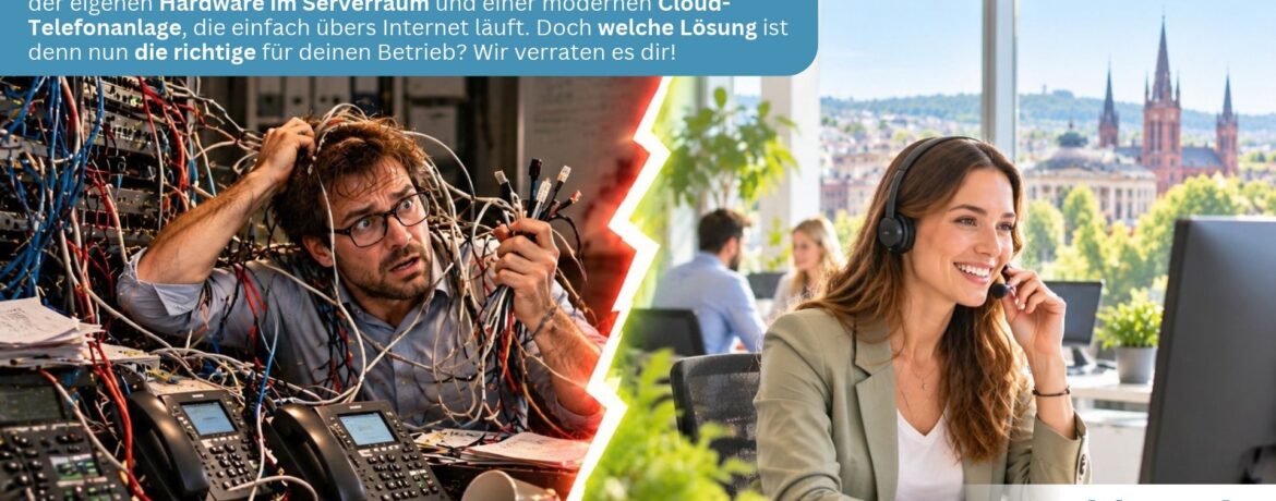 Cloud-Telefonie oder eigene Telefonanlage im Keller? Die Entscheidungshilfe für dein Unternehmen in der Region Wiesbaden!